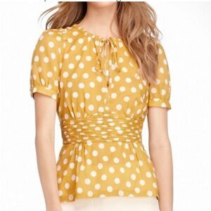 Tory Burch Ruth Top Blouse Yellow Polka Dot Size 2